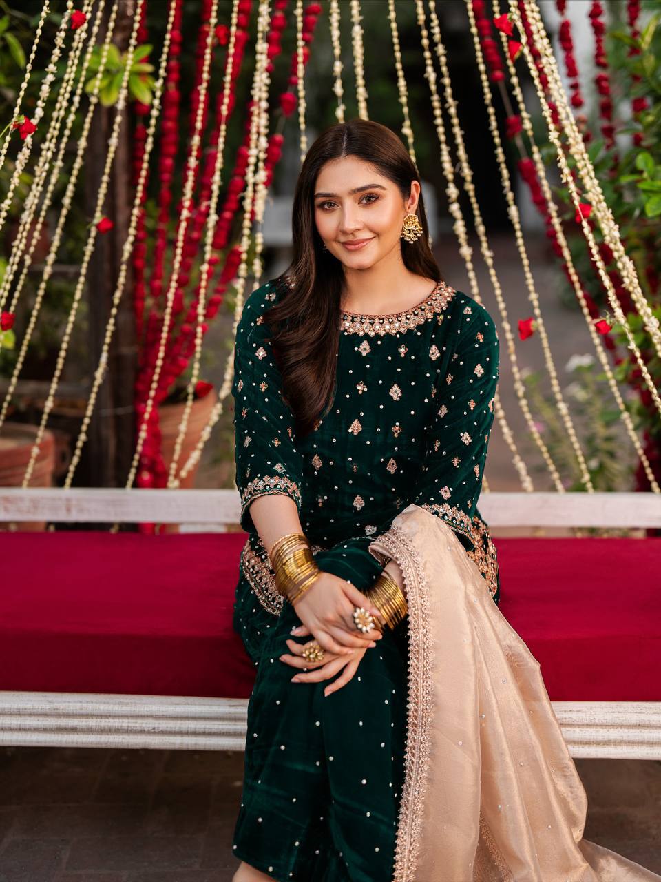 6 Color Velvet Embroidered Kurti Palazzo Set with Dupatta