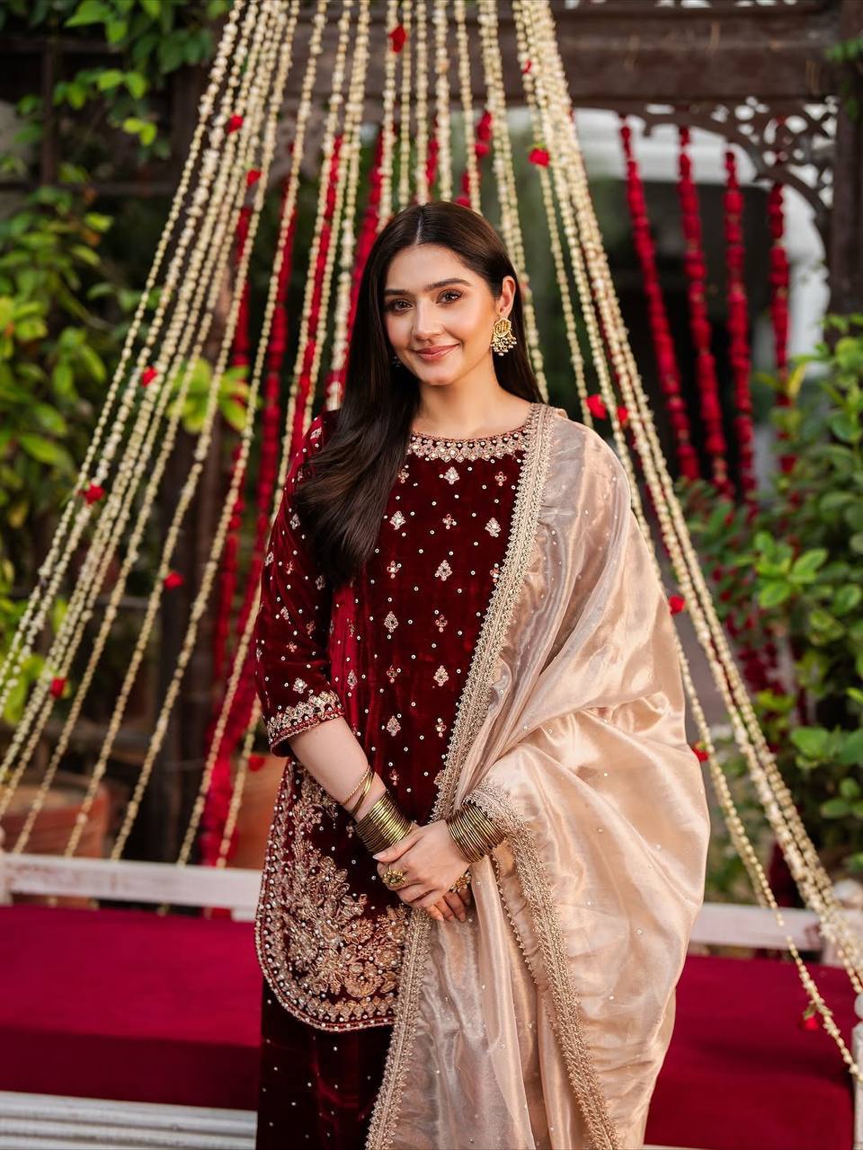 6 Color Velvet Embroidered Kurti Palazzo Set with Dupatta