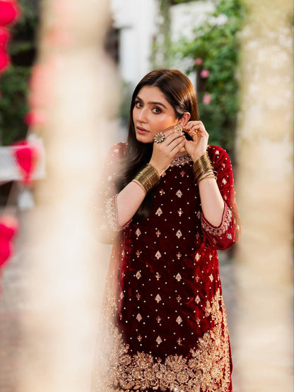 6 Color Velvet Embroidered Kurti Palazzo Set with Dupatta