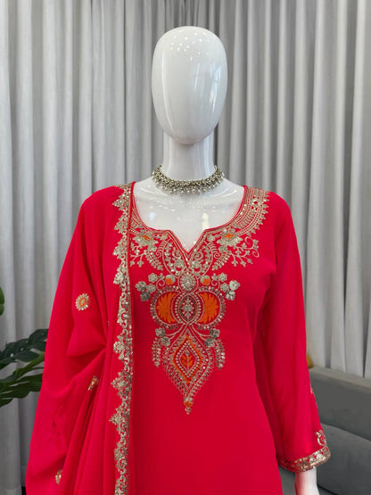 Heavy Embroidered Kurti Sharara Set with Dupatta – 4 Stunning Colors