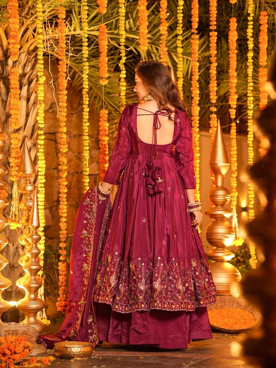 Elegant Embroidered Festival Anarkali Suit Set – 2 Color Options