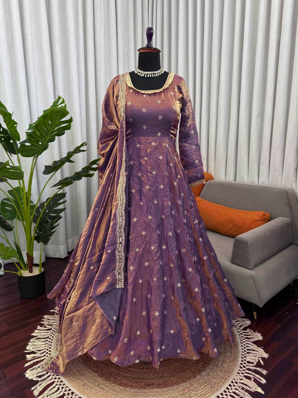 Designer Embellished Anarkali Suit Set with Dupatta – Elegant Festive Wear