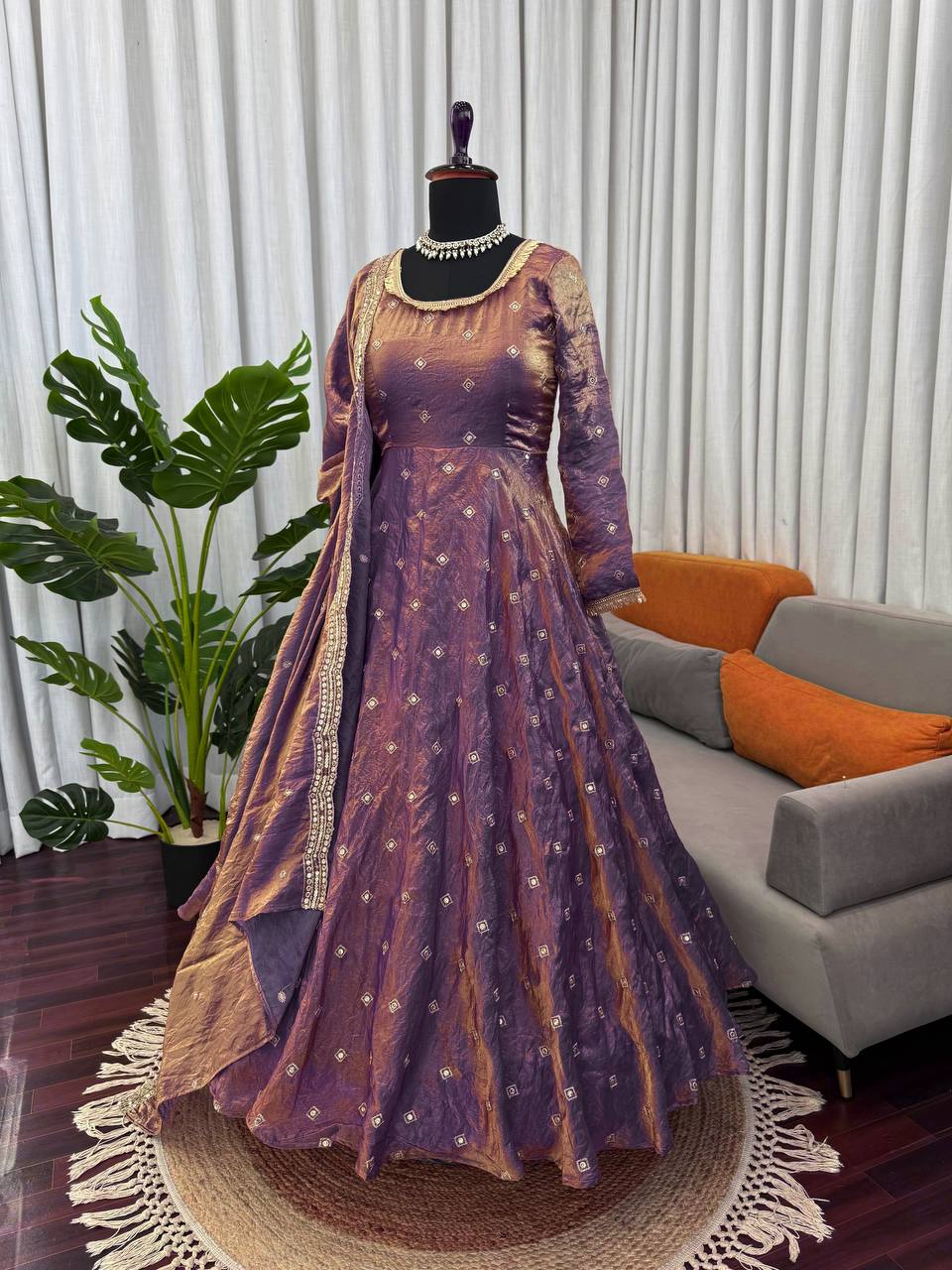Designer Embellished Anarkali Suit Set with Dupatta – Elegant Festive Wear