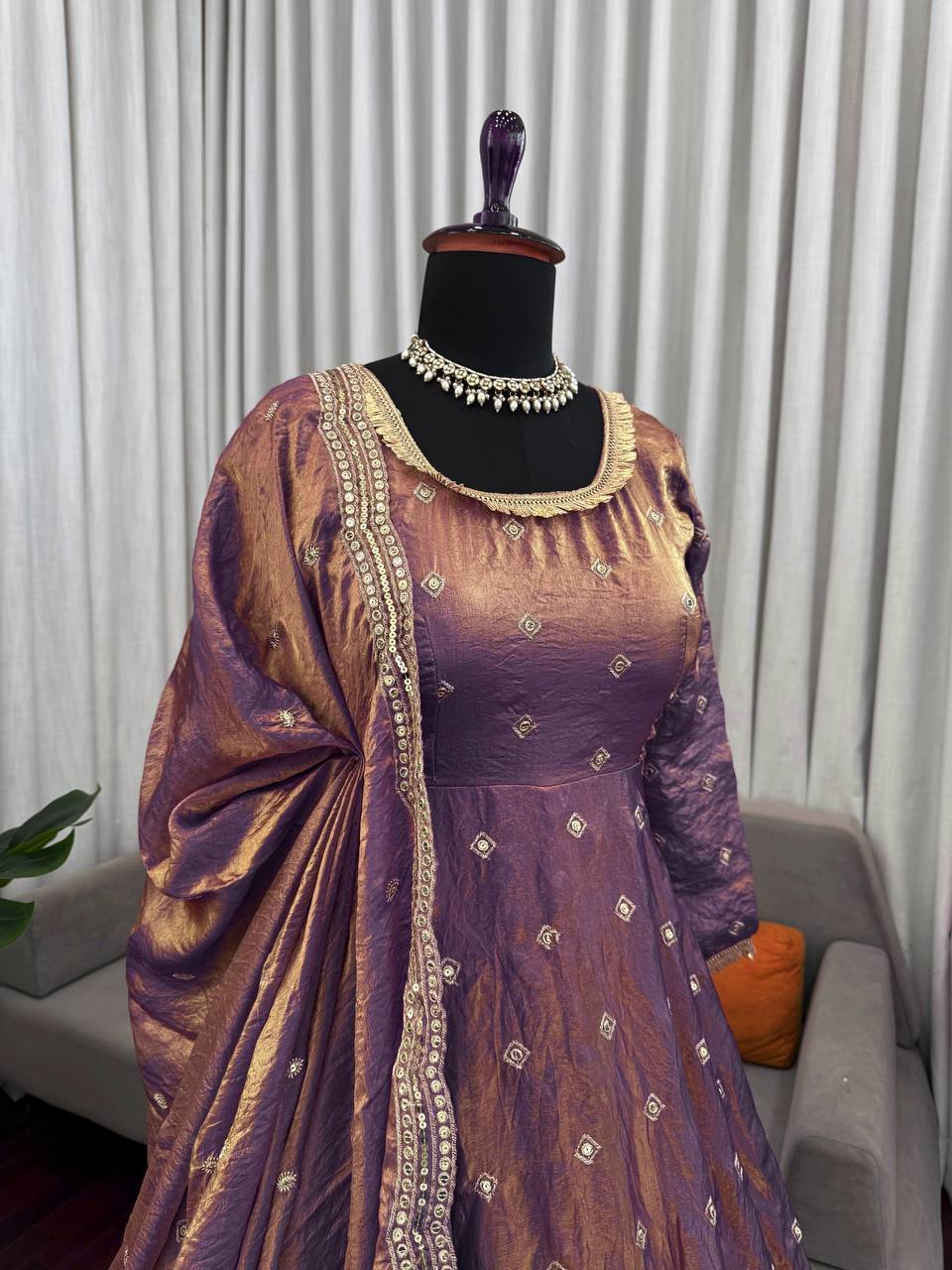 Designer Embellished Anarkali Suit Set with Dupatta – Elegant Festive Wear