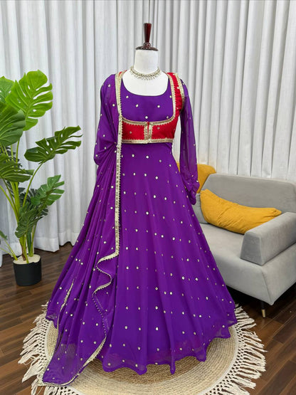 Elegant Embellished Anarkali Suit Set with Dupatta – 2 Color Options