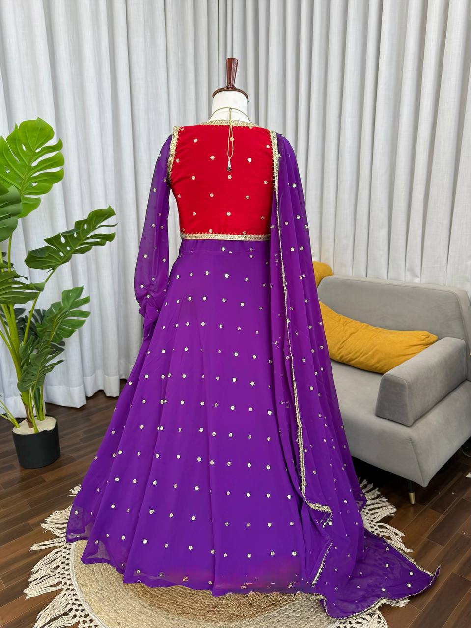 Elegant Embellished Anarkali Suit Set with Dupatta – 2 Color Options