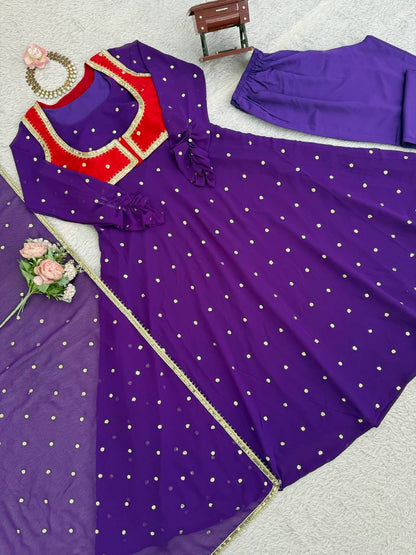 Elegant Embellished Anarkali Suit Set with Dupatta – 2 Color Options