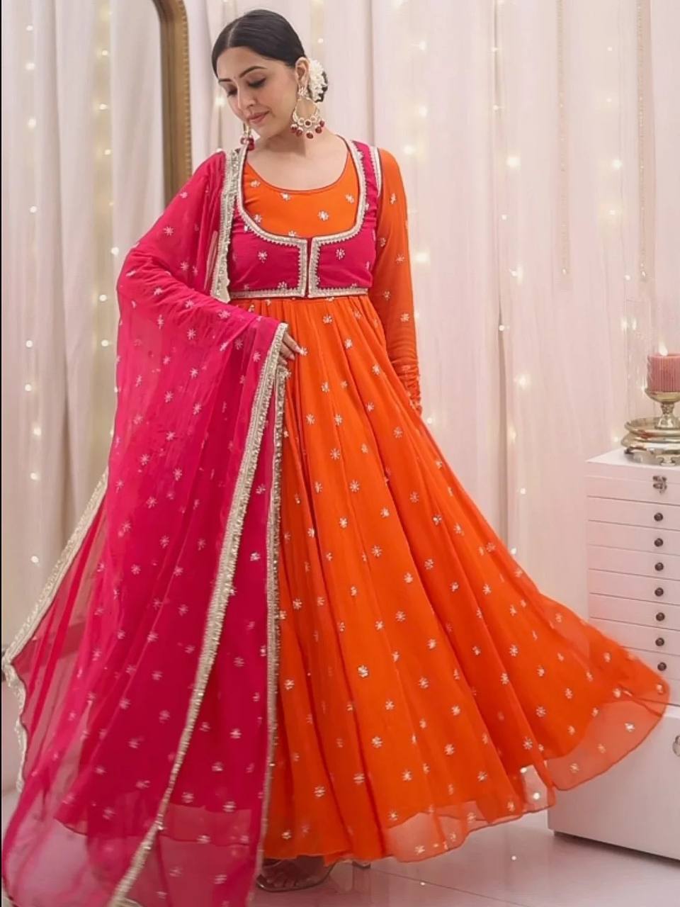 Elegant Embellished Anarkali Suit Set with Dupatta – 2 Color Options