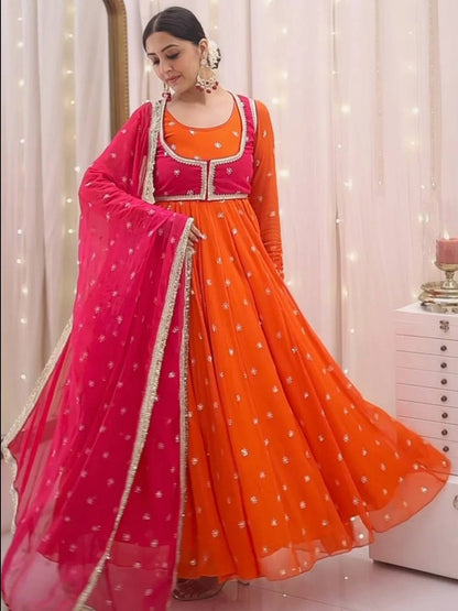 Elegant Embellished Anarkali Suit Set with Dupatta – 2 Color Options