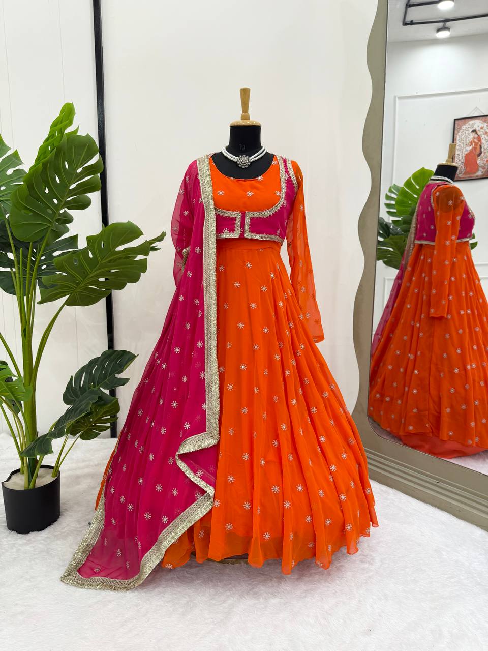 Elegant Embellished Anarkali Suit Set with Dupatta – 2 Color Options