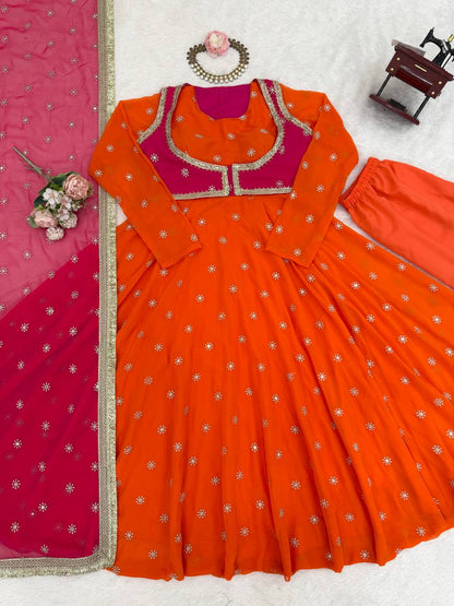 Elegant Embellished Anarkali Suit Set with Dupatta – 2 Color Options