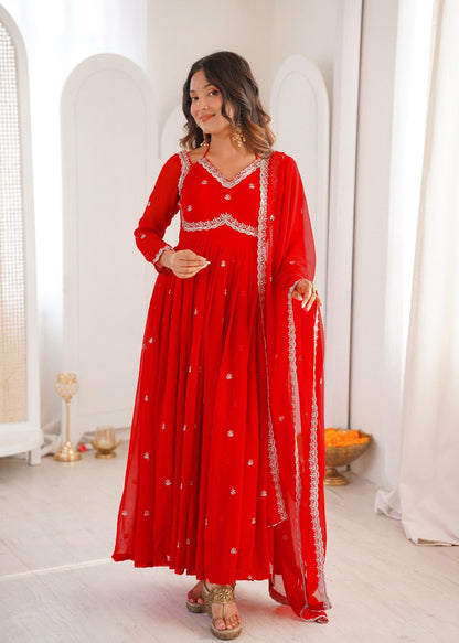 Premium Georgette Anarkali Suit Set with Dupatta & Pant | 9 Elegant Color Options