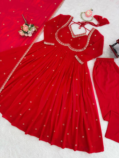 Premium Georgette Anarkali Suit Set with Dupatta & Pant | 9 Elegant Color Options