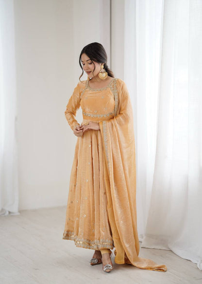 Embroidered Anarkali Suit Set with Dupatta & Bottom – 5 Color Options