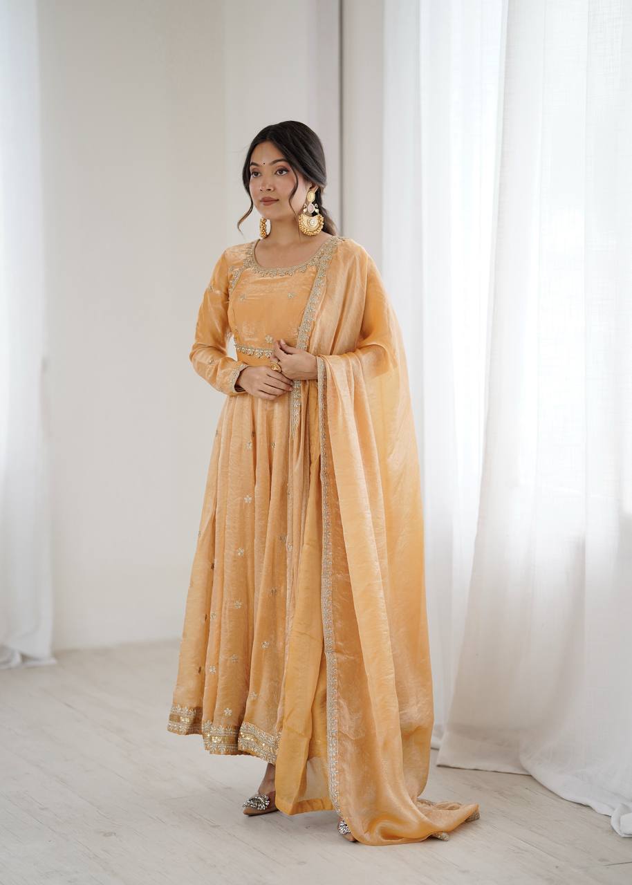 Embroidered Anarkali Suit Set with Dupatta & Bottom – 5 Color Options