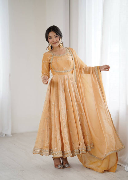 Embroidered Anarkali Suit Set with Dupatta & Bottom – 5 Color Options