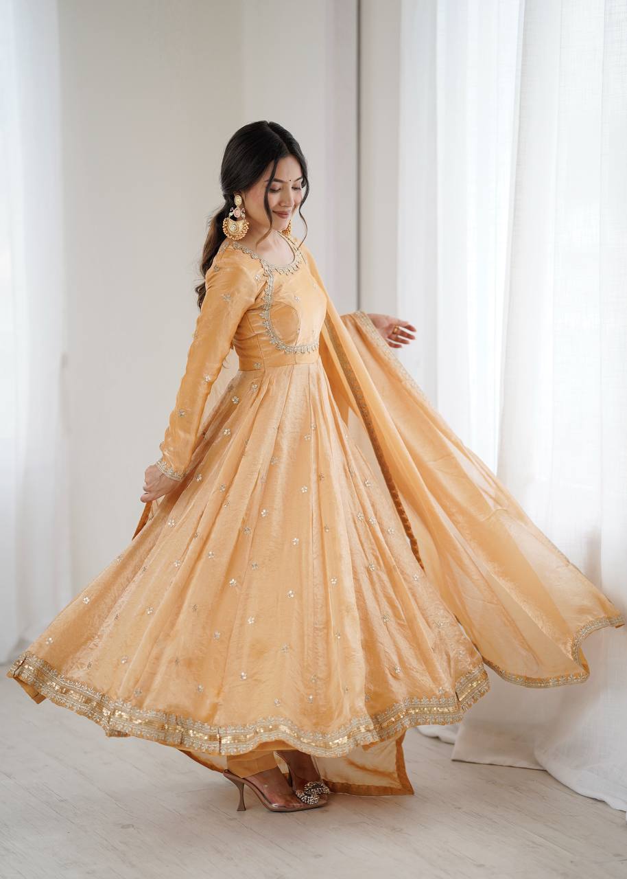 Embroidered Anarkali Suit Set with Dupatta & Bottom – 5 Color Options