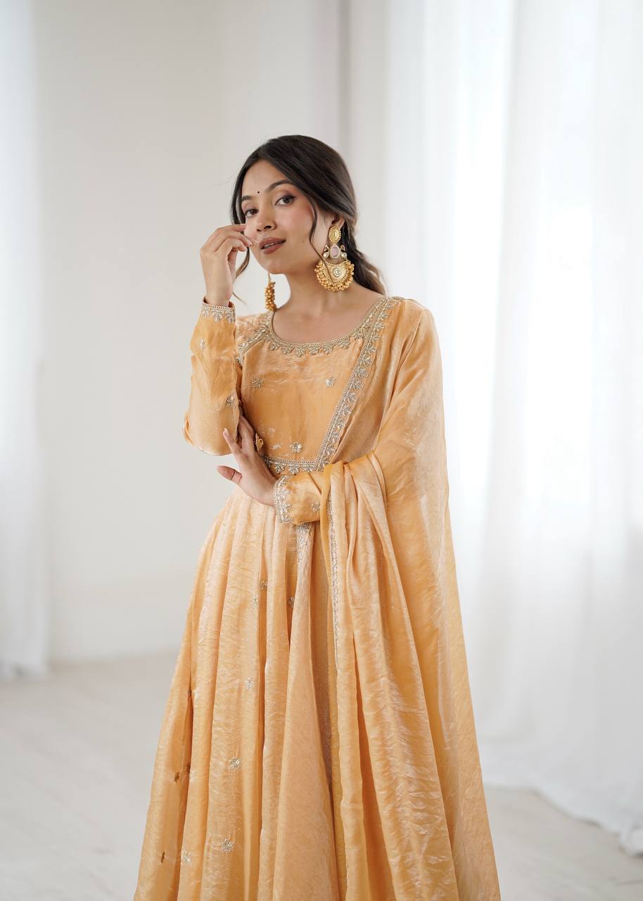 Embroidered Anarkali Suit Set with Dupatta & Bottom – 5 Color Options