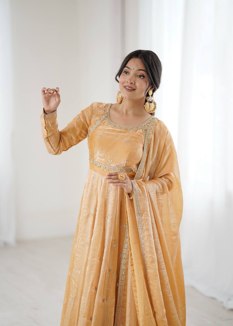 Embroidered Anarkali Suit Set with Dupatta & Bottom – 5 Color Options