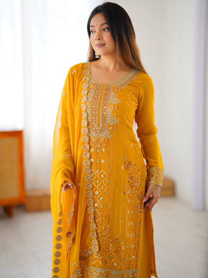 Premium Embroidered Kurti Set with Dupatta & Pant | Festive Wear | 2 Color Options