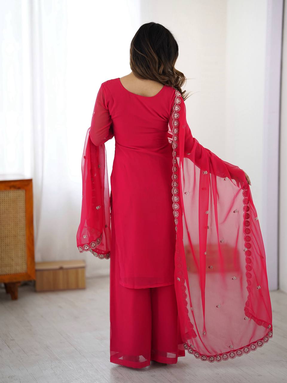 Premium Embroidered Kurti Set with Dupatta & Pant | Festive Wear | 2 Color Options