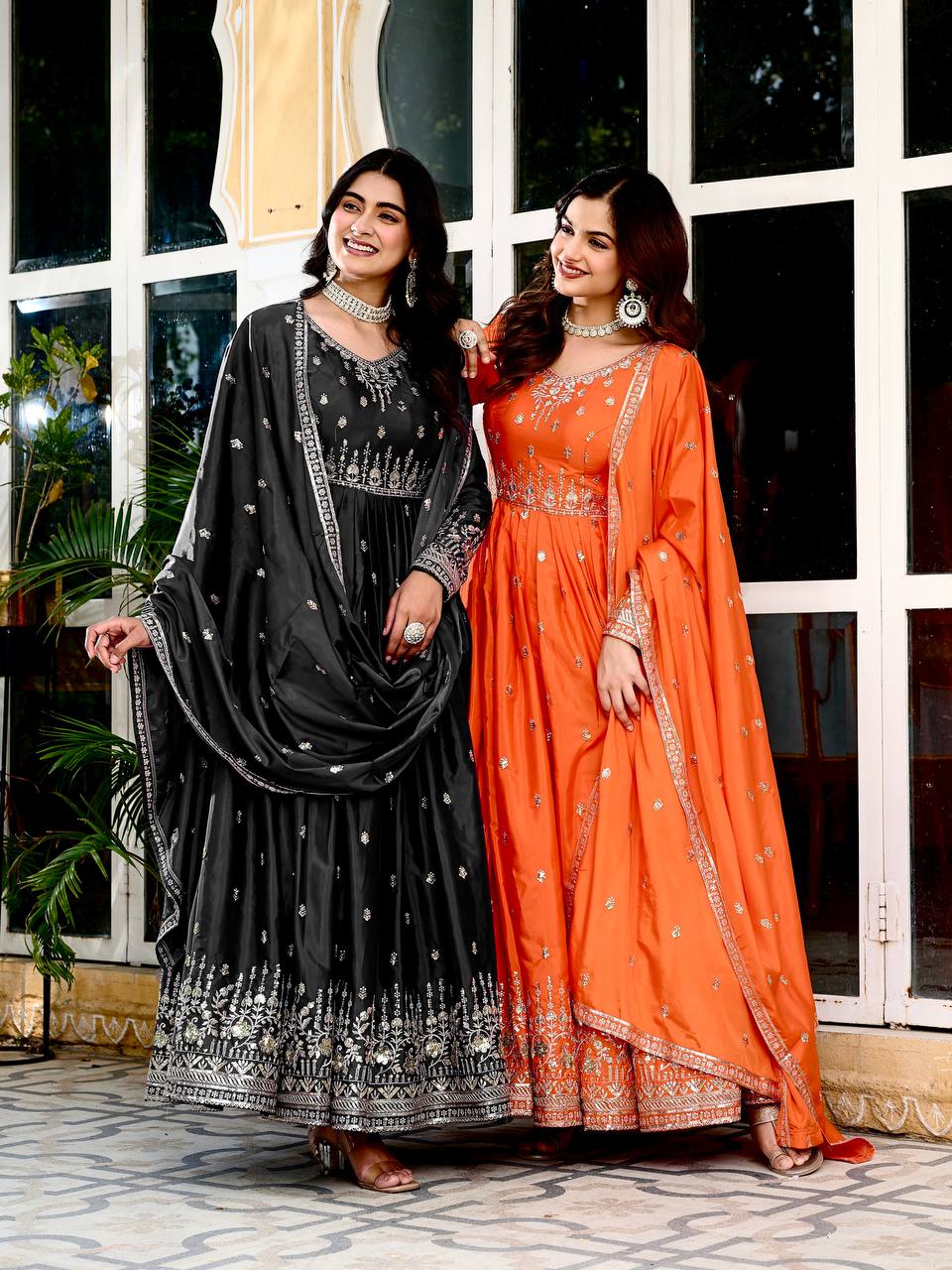 Elegant Embroidered Anarkali Suit Set with Dupatta – Festive Wear (3 Colors)