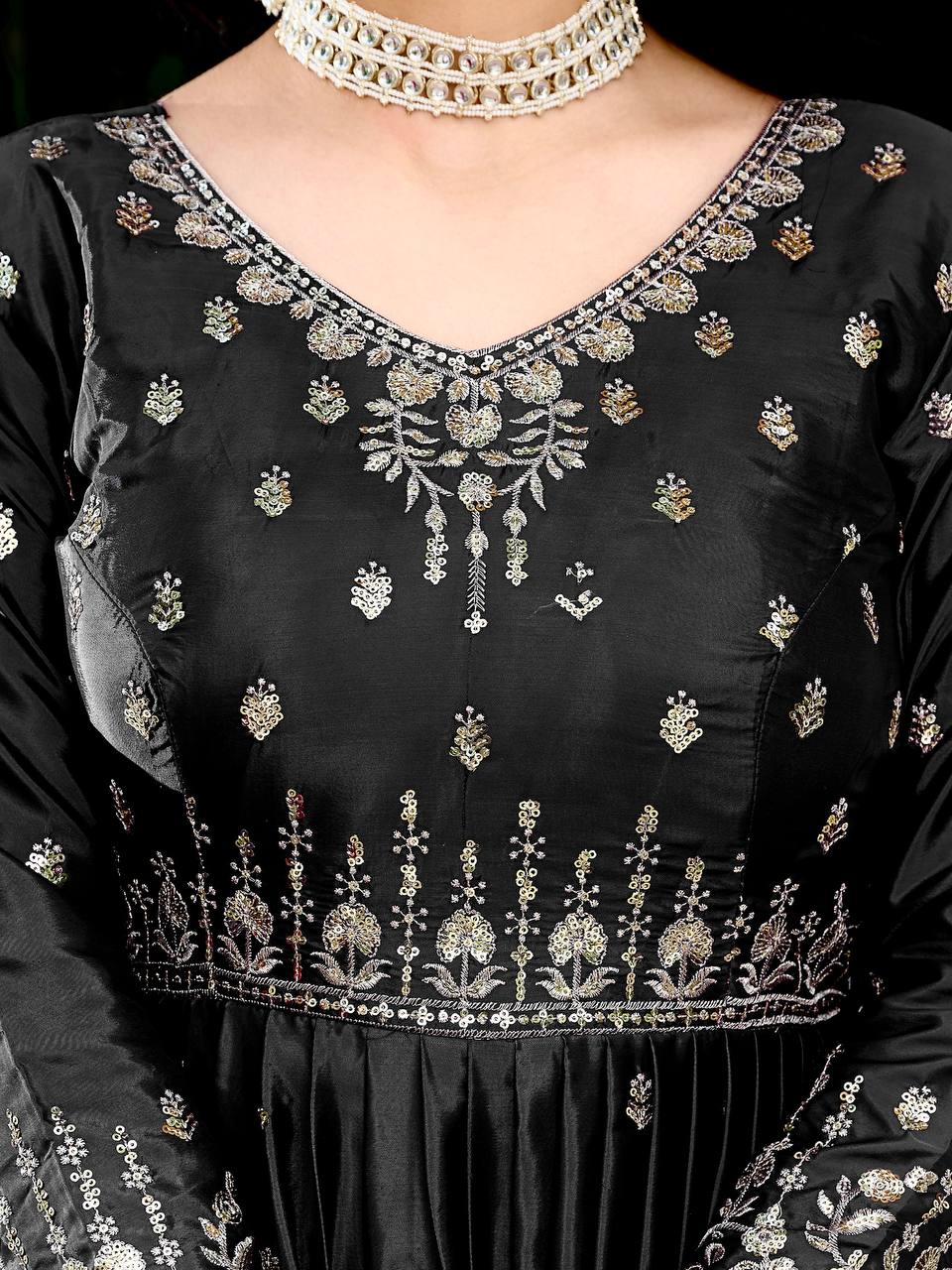 Elegant Embroidered Anarkali Suit Set with Dupatta – Festive Wear (3 Colors)