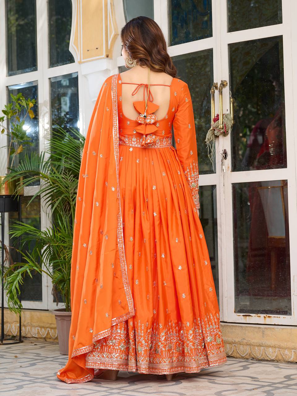 Elegant Embroidered Anarkali Suit Set with Dupatta – Festive Wear (3 Colors)