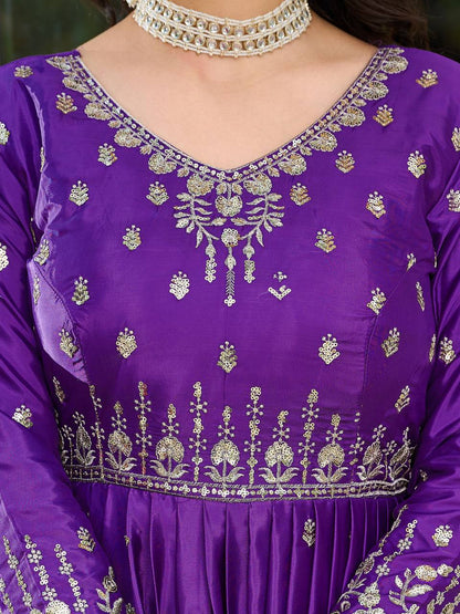 Elegant Embroidered Anarkali Suit Set with Dupatta – Festive Wear (3 Colors)