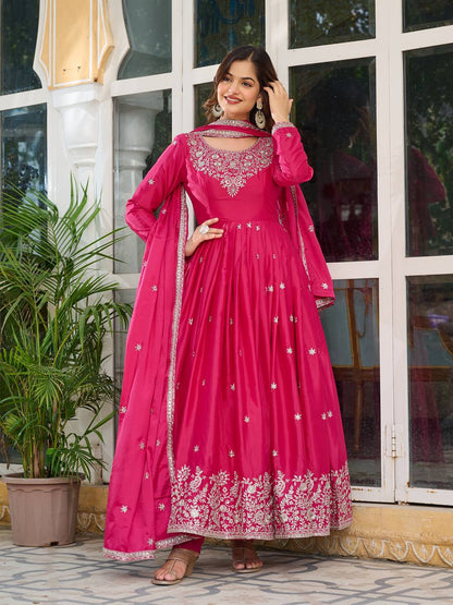 Designer Heavy Embroidered Anarkali Suit Set with Dupatta – 2 Color Options