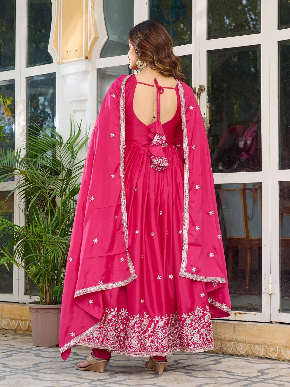 Designer Heavy Embroidered Anarkali Suit Set with Dupatta – 2 Color Options