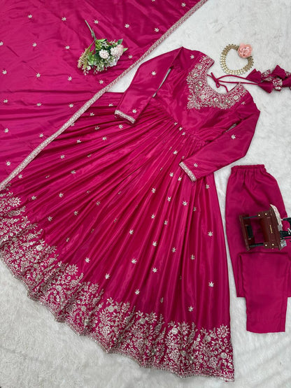 Designer Heavy Embroidered Anarkali Suit Set with Dupatta – 2 Color Options