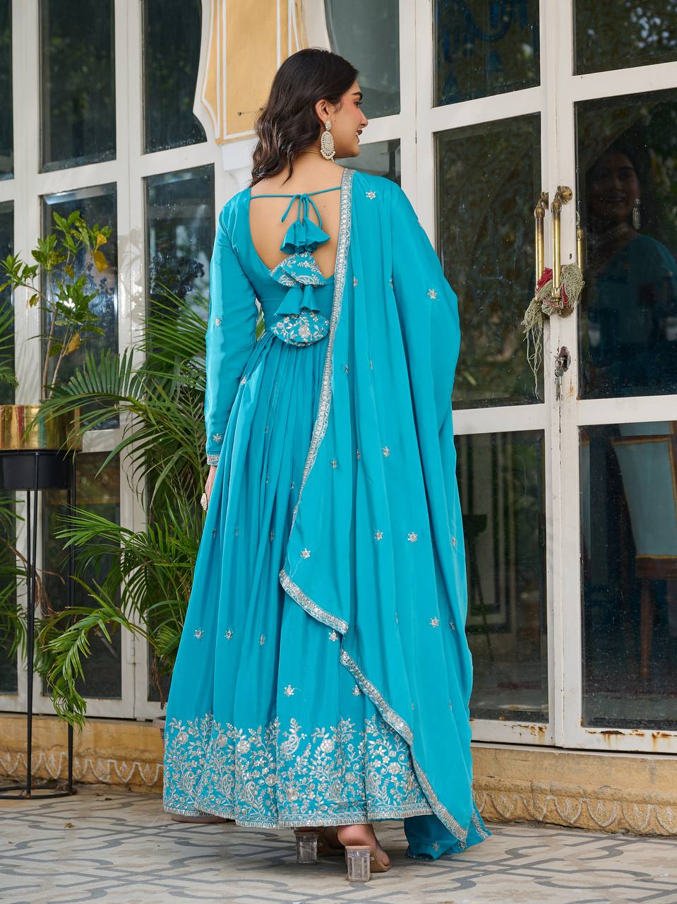 Designer Heavy Embroidered Anarkali Suit Set with Dupatta – 2 Color Options