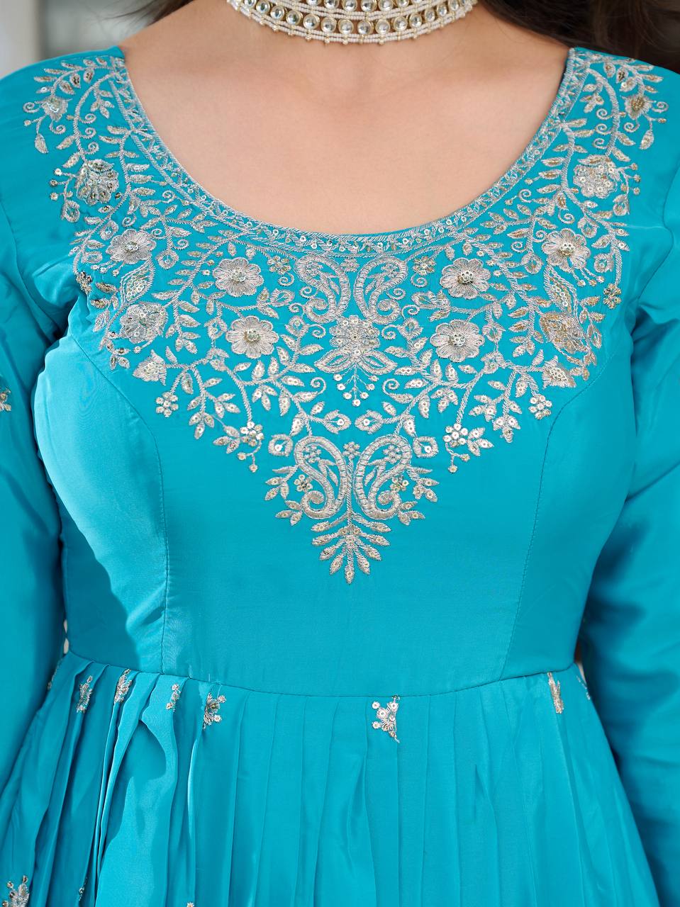 Designer Heavy Embroidered Anarkali Suit Set with Dupatta – 2 Color Options