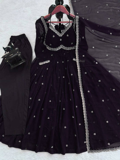 Premium Georgette Anarkali Suit Set with Dupatta & Pant | 9 Elegant Color Options