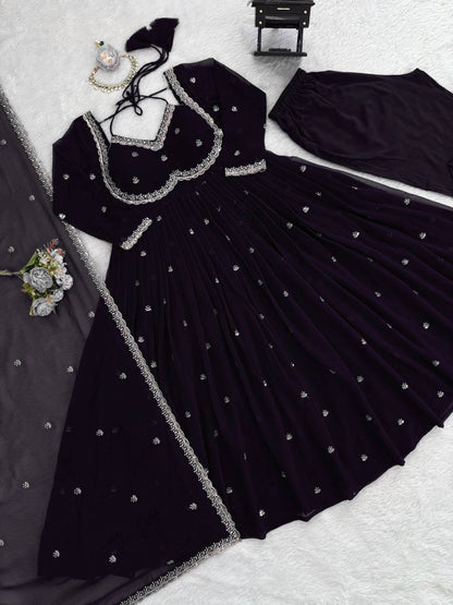 Premium Georgette Anarkali Suit Set with Dupatta & Pant | 9 Elegant Color Options