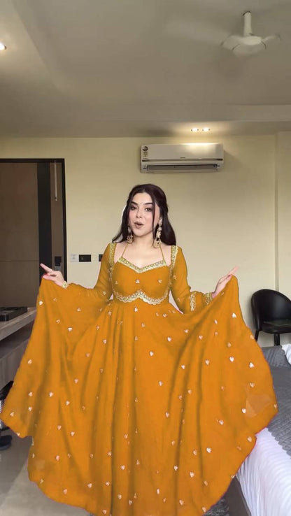 Premium Georgette Anarkali Suit Set with Dupatta & Pant | 9 Elegant Color Options