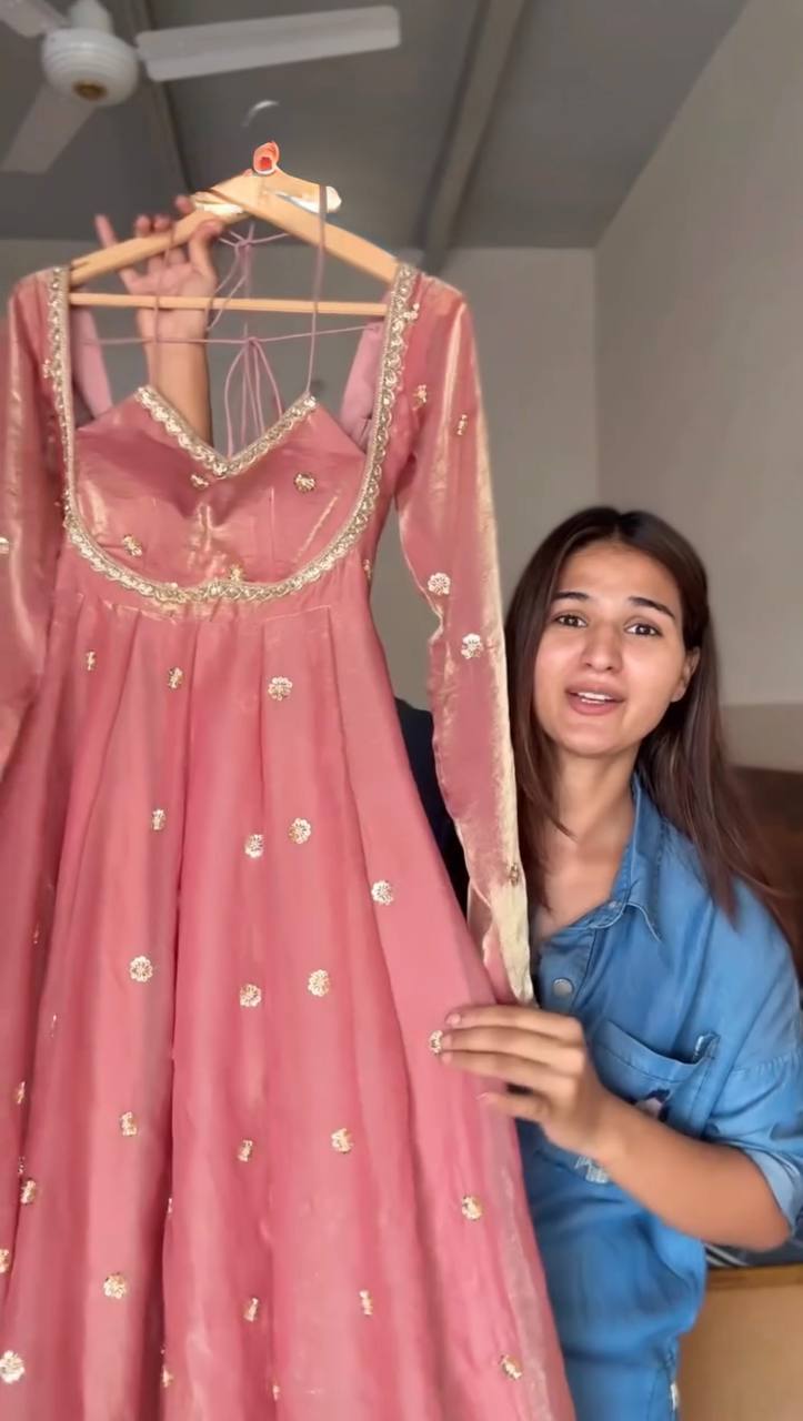Embroidered Anarkali Kurti Pant Set with Dupatta – Festive & Party Wear | 6 Stunning Colors