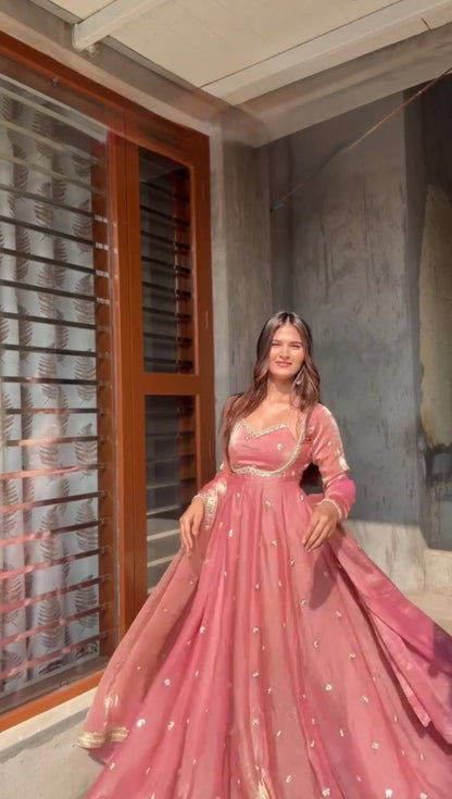Embroidered Anarkali Kurti Pant Set with Dupatta – Festive & Party Wear | 6 Stunning Colors