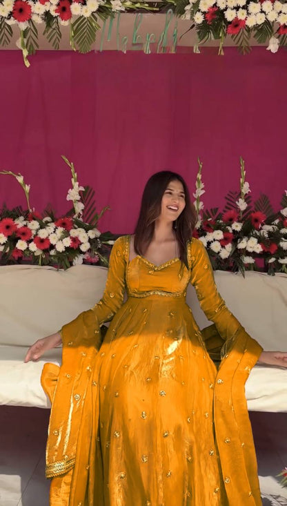 Embroidered Anarkali Kurti Pant Set with Dupatta – Festive & Party Wear | 6 Stunning Colors