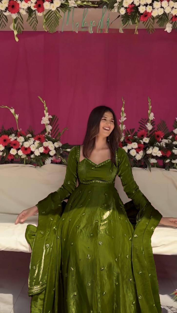 Embroidered Anarkali Kurti Pant Set with Dupatta – Festive & Party Wear | 6 Stunning Colors