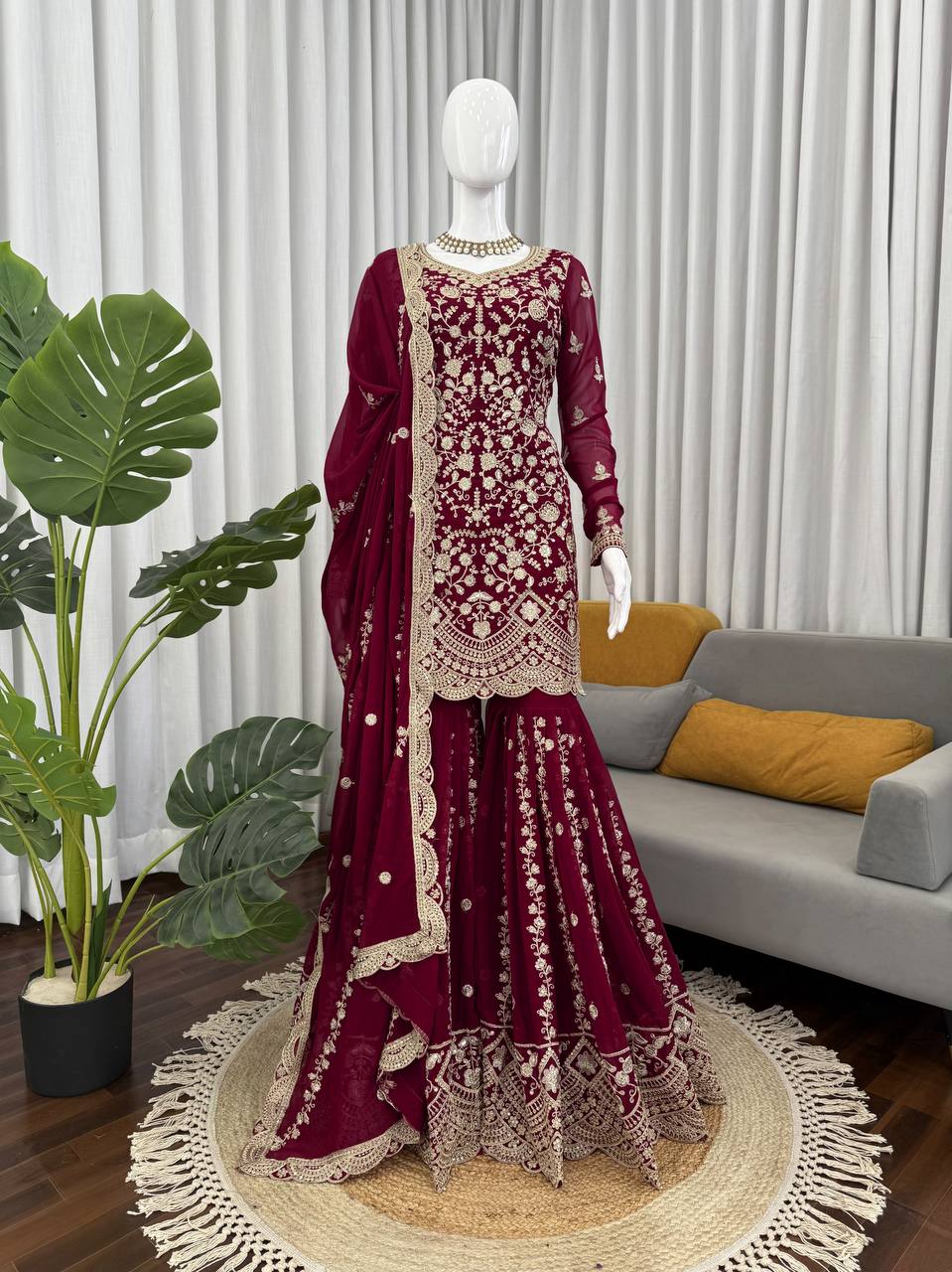Maroon Heavy Embroidered Lehenga Choli with Dupatta – Wedding & Festive Wear
