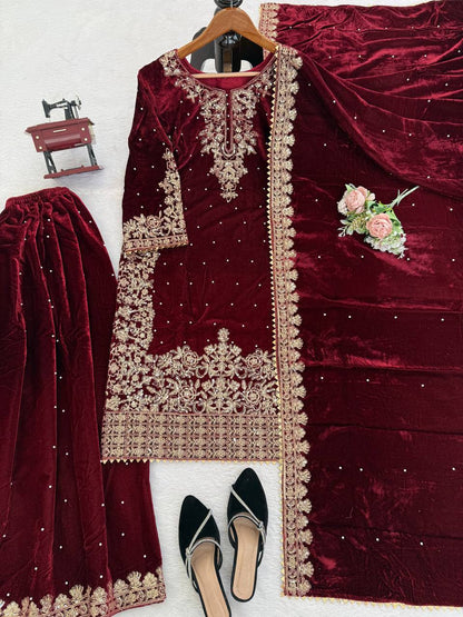 Heavy Embroidered Straight Kurta Palazzo Suit Set | Festive Party Wear | 6 Colors