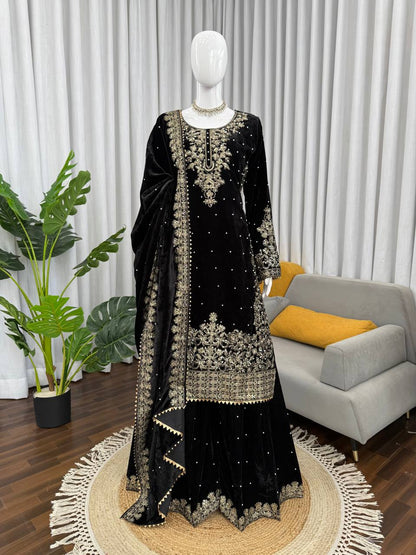 Heavy Embroidered Straight Kurta Palazzo Suit Set | Festive Party Wear | 6 Colors