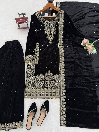 Heavy Embroidered Straight Kurta Palazzo Suit Set | Festive Party Wear | 6 Colors