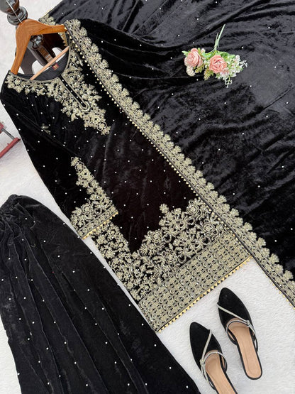 Heavy Embroidered Straight Kurta Palazzo Suit Set | Festive Party Wear | 6 Colors