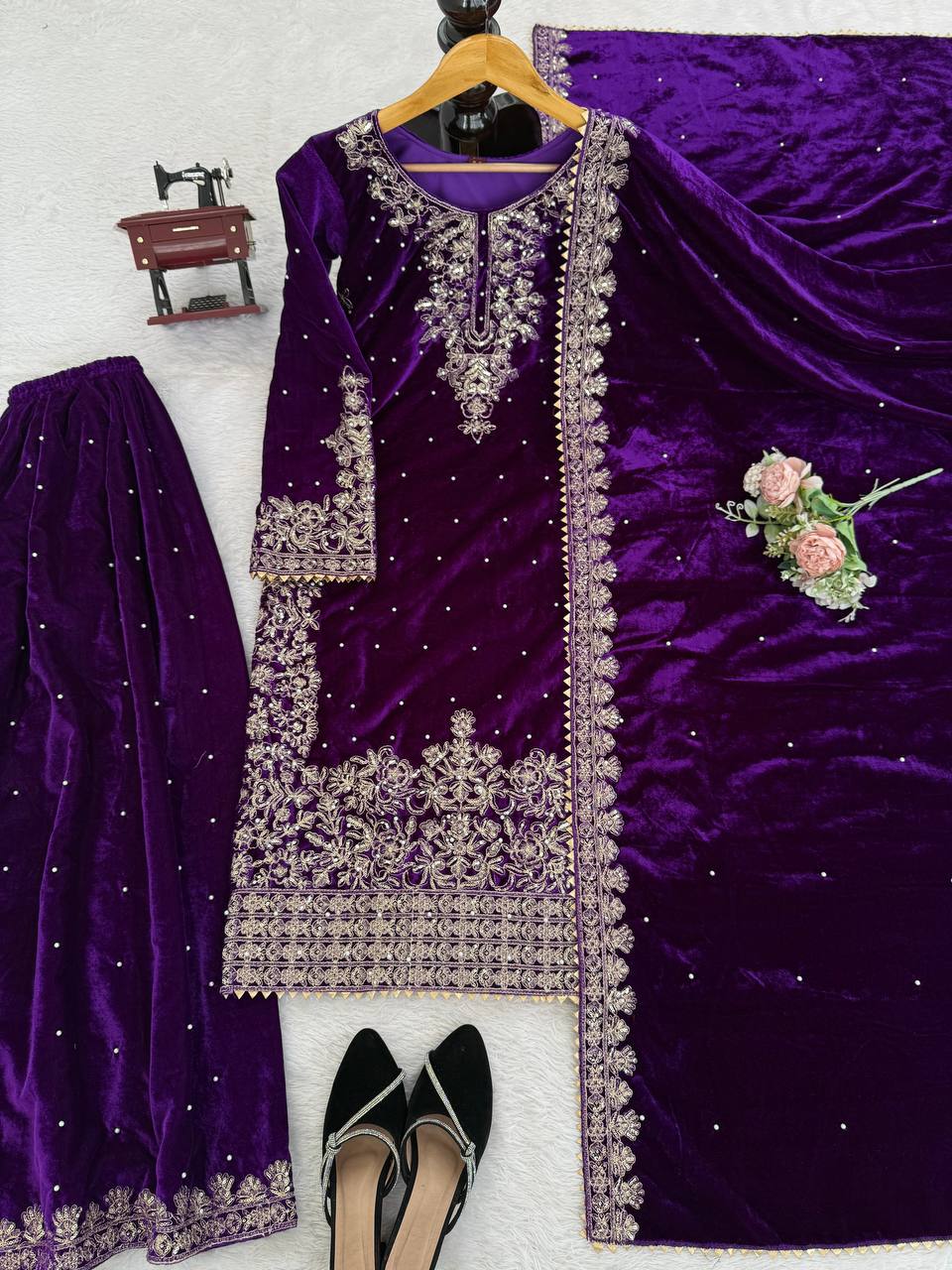 Heavy Embroidered Straight Kurta Palazzo Suit Set | Festive Party Wear | 6 Colors