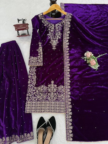 Heavy Embroidered Straight Kurta Palazzo Suit Set | Festive Party Wear | 6 Colors