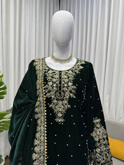 Heavy Embroidered Straight Kurta Palazzo Suit Set | Festive Party Wear | 6 Colors