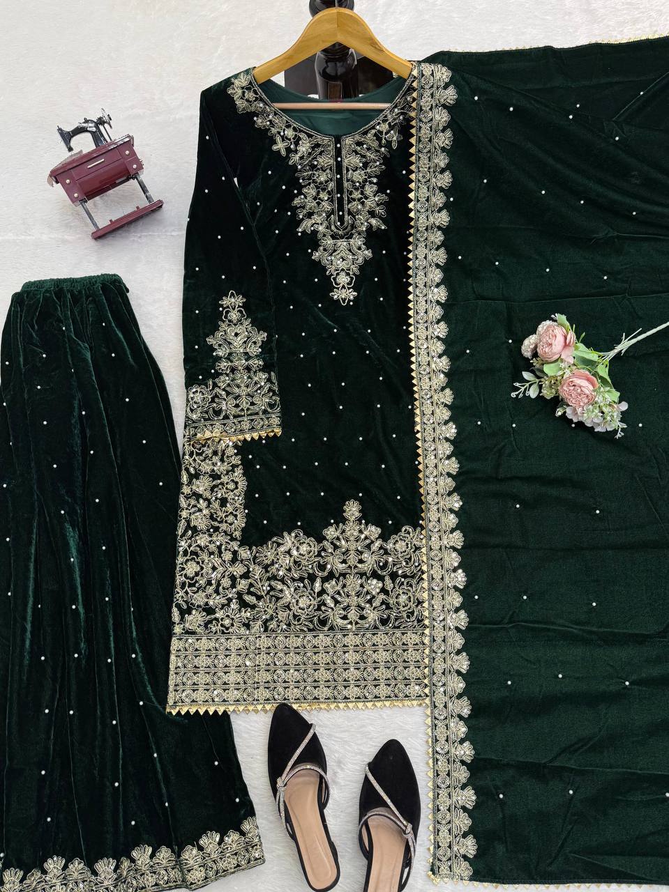 Heavy Embroidered Straight Kurta Palazzo Suit Set | Festive Party Wear | 6 Colors